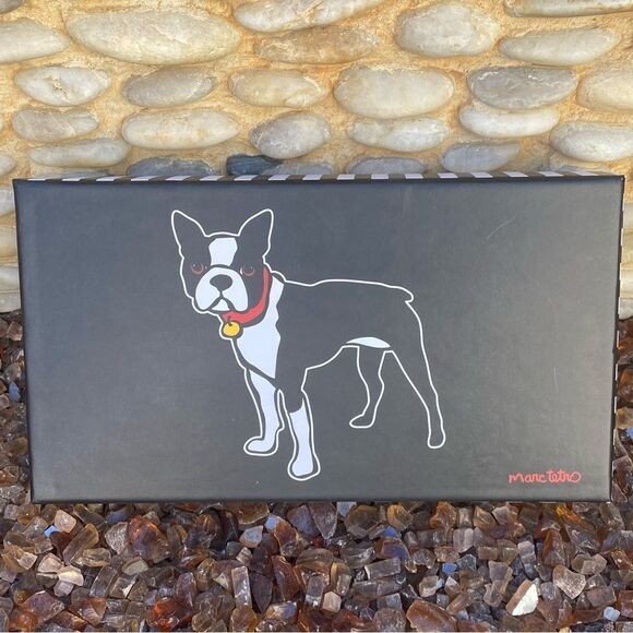 NIB NWT New Marc Tetro Boston Terrier Dog Large Black Zip Around Wallet Puppy - Picture 2 of 4